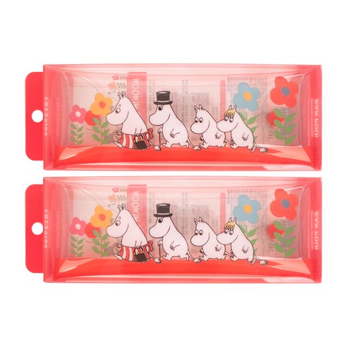 무민 클리어 필통 파우치, 레드, 2개