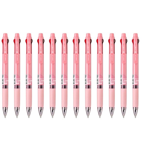 라인플러스 M3 3색볼펜 1.0mm, 코랄, 12개