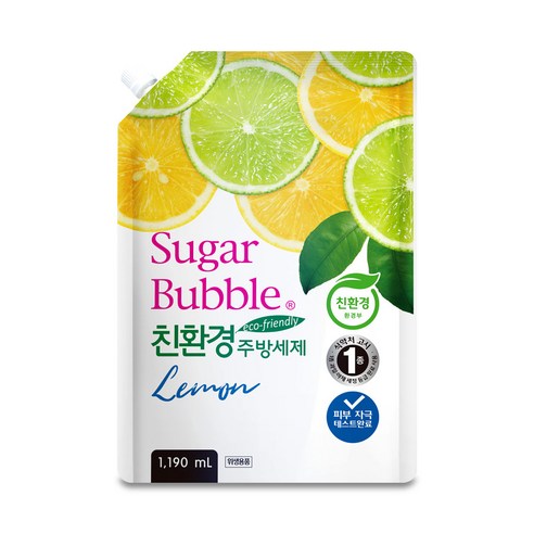 슈가버블 친환경 주방세제 레몬 리필, 1개, 1190ml