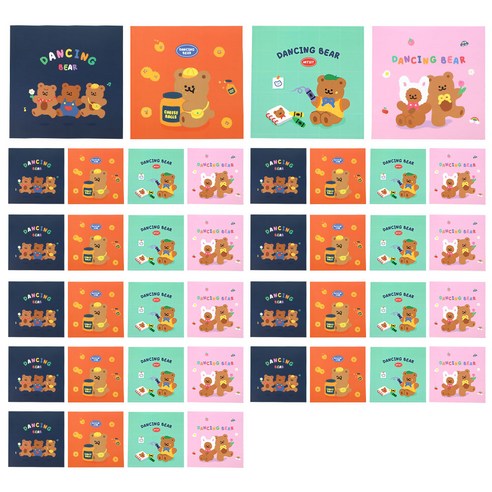 500 댄싱베어 쪼매난노트 4종 세트, 네이비, 오렌지, 민트, 핑크, 10세트