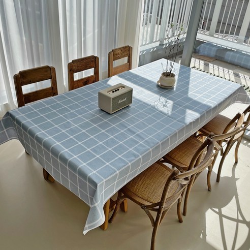 쇼니홈리빙 PVC 방수 식탁보, 08 빅체크 블루, 2인용(90 x 140 cm), 1개