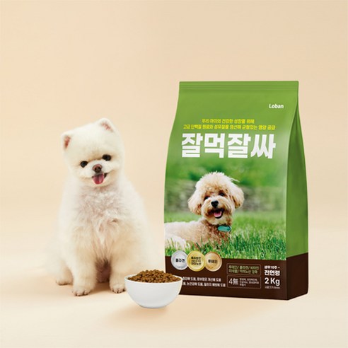 강아지 잘먹잘싸 전연령 애견 건식사료, 연어, 2kg, 2개