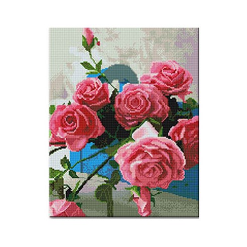 코쿼드 DIY 액자형 보석십자수 세트 40 x 50 cm, DP629 정열의 장미, 1세트