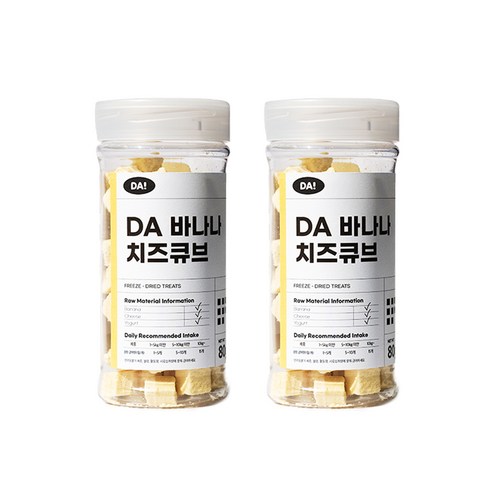 DA 반려동물 큐브 동결건조 간식 80g, 2개, 바나나 + 치즈 혼합맛