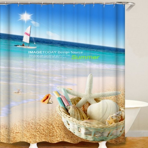 카리스 푸른 바다의 욕실 샤워 커튼 A10 90 x 180 cm, 1개