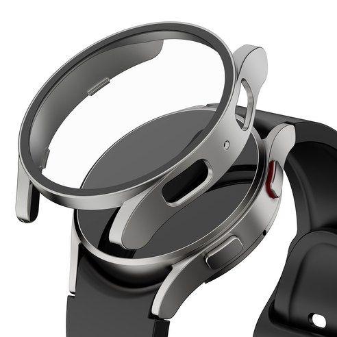 누아트 갤럭시워치 하드 케이스 풀커버 액정보호 강화유리 44mm 1개입, 실버, 1개