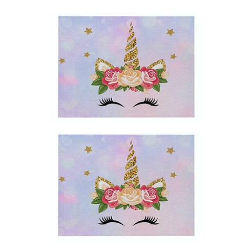 라벤더 유니콘 일러스트 플레이스 매트 2p, 12, 42 x 32 cm