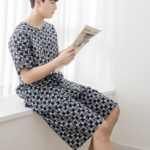 남성용 풍기인견 반팔 잠옷 상하 세트