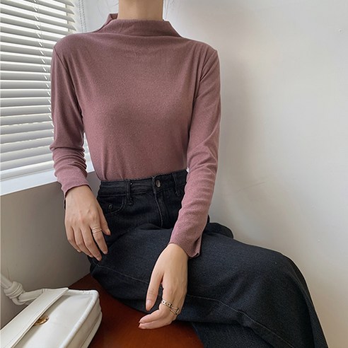 유니제이 여성용 젼스 반목 잔골지 폴라 티셔츠