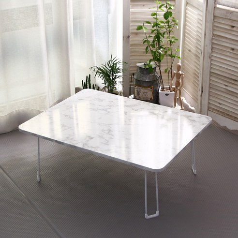 LPM 심플 라운드 접이식 테이블 800 x 600 mm, 비앙코마블