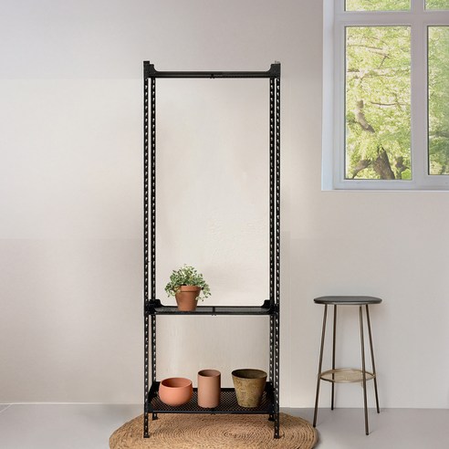 아임랙 조립식 철제 녹방지 화분선반 슬림랙 600 x 400 x 1800 mm + 휨방지보강대 3p 세트, 무드블랙, 3단