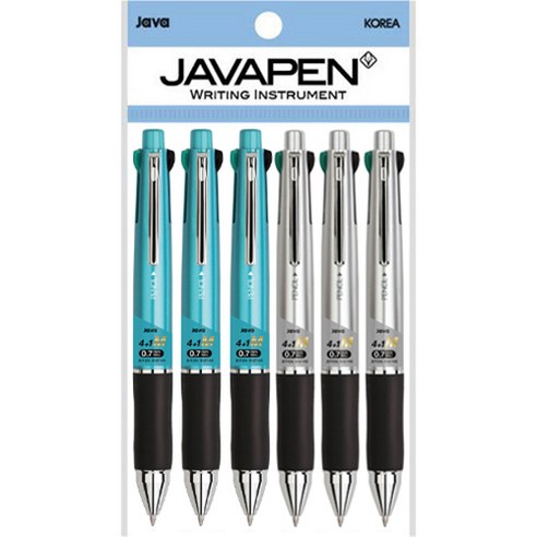 자바펜 제트4+1M 멀티펜 0.7mm 2종 x 3p, 메탈민트, 메탈실버, 1세트