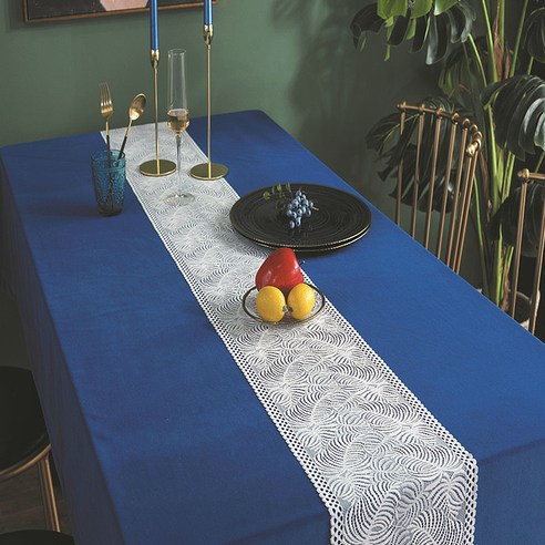 마켓에이 벨벳 하이엔드 심플 식탁보, 블루, 130 x 200 cm