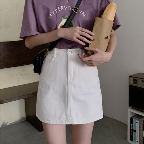 지비비 H라인 면 미니 스커트