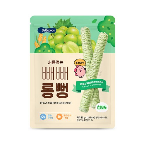 베베쿡 처음먹는 빼빼롱뻥 30g, 1개, 청포도