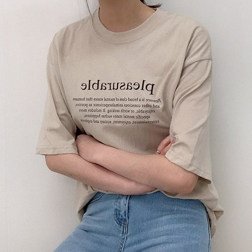 오키 여성 레턴 플레져 라운드 반팔 티셔츠
