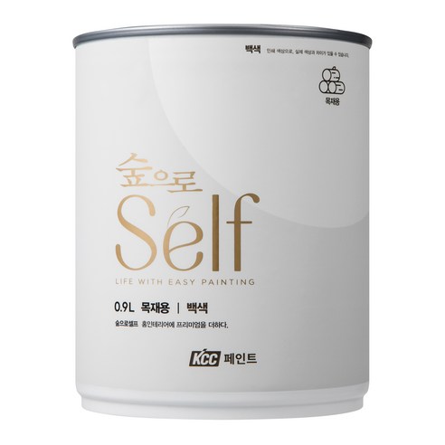 KCC 숲으로 셀프 목재용 수성 페인트 유광 0.9L, 백색, 1개