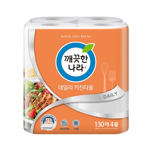 깨끗한나라 데일리 키친타올 130매, 4개입, 1개