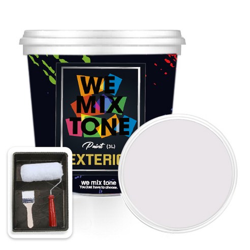 WEMIXTONE 외부용 EXTERIOR 페인트 3L + 붓 + 로울러 + 트레이 세트, WMT0233P01(페인트)