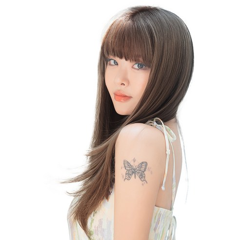 여성 인모 앞머리가발 와이어 풀뱅 인모, 1개, 내츄럴브라운