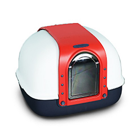 마칼 매직스페이스 후드형 고양이 화장실 3door + 배변삽 + 사막화 방지매트 세트, 레드네이비, 1개