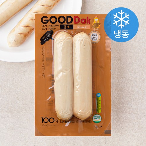 굳닭 닭가슴살 소시지 훈제 (냉동), 100g, 6개