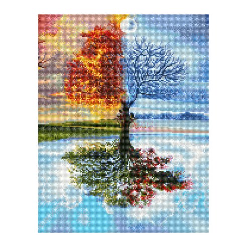 아이러브페인팅 DIY 보석십자수 캔버스형 풍경 40 x 50 cm, 계절을 품은 나무, 1개