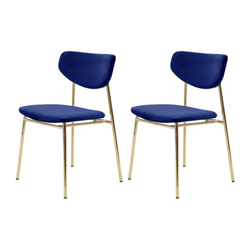 봉봉 인테리어 디자인 골드 벨벳 식탁 의자 2p, 네이비, 2개