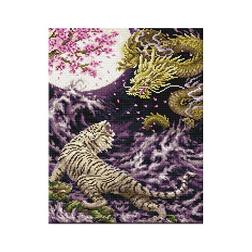 코쿼드 DIY 액자형 보석십자수 세트 40 x 50 cm, 용호상박(DP438), 1세트