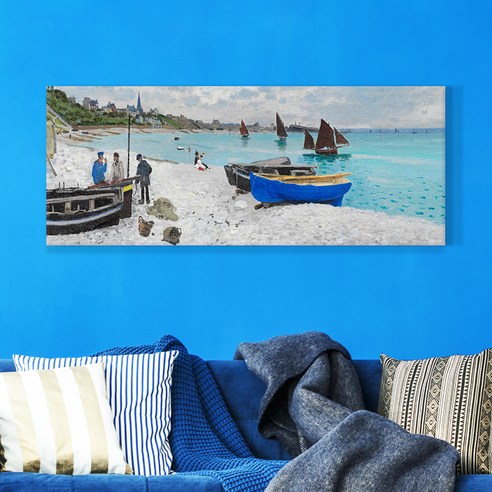 위모던 모네 생트아르의 해변 명화 풍경 거실인테리어 캔버스 그림