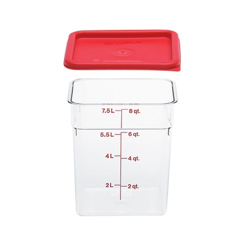 캠브로 사각 투명 플라스틱 야채보관용기, 1개, 용기 7.6L