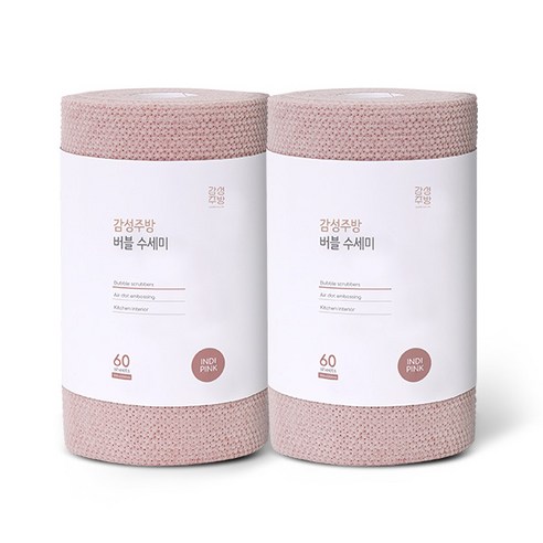 감성주방 버블수세미 60p, 인디핑크, 2개