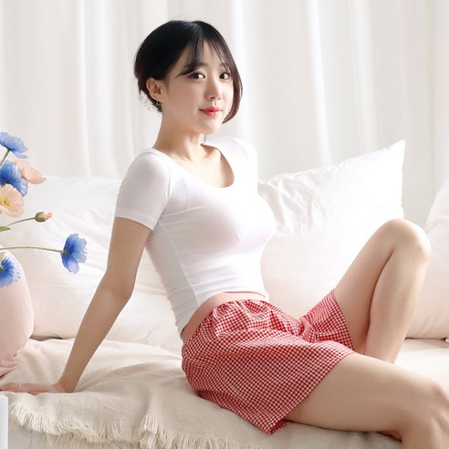테라우드 여성용 사각 체크 트렁크 드로즈 팬티