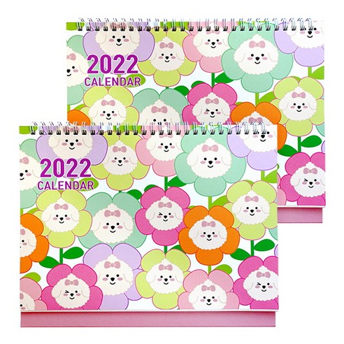 쁘숑앤포숑 2022 데스크 캘린더, 플라워, 2개