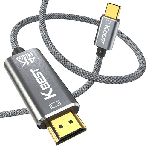 케이베스트 USB C타입 to HDMI 스마트폰 미러링 케이블, 1m, 실버, 1개