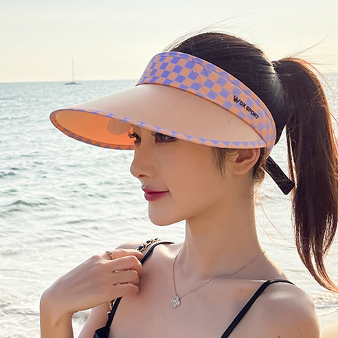 썬캡  Lucid Wrap Casual Check Wide Suncap