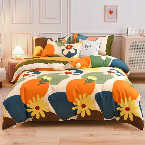 마켓에이 큐티 일러스트 3종 침구세트, 크림꽃