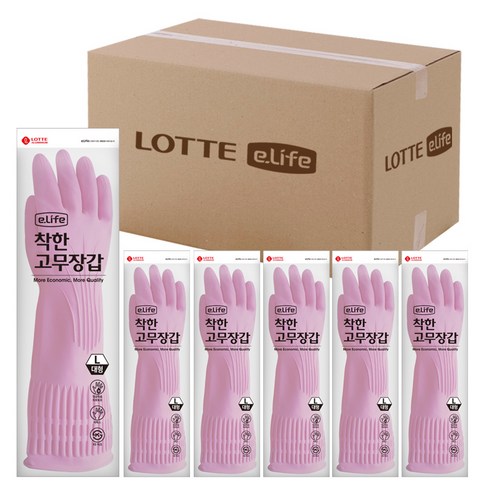 롯데이라이프 착한 고무장갑 대, 핑크, 100개, 대(L)