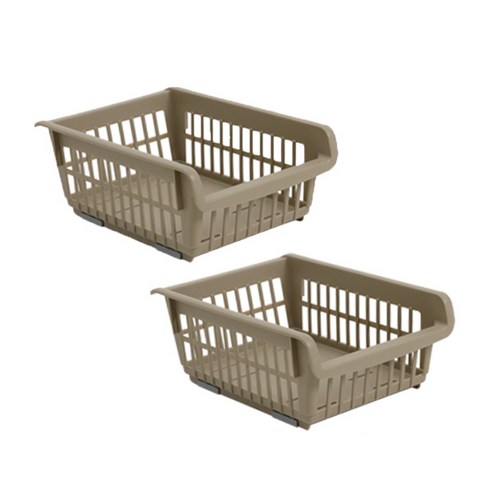 코지 스테커블 바스켓 S, 브라운, 2개