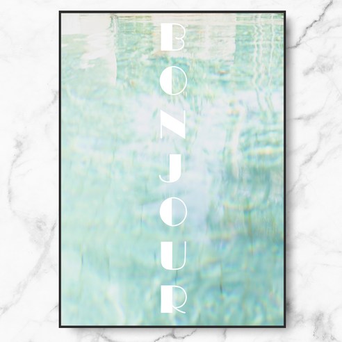 RYMD bonjour blue 인테리어 액자, 블랙 메탈 액자 RYMD