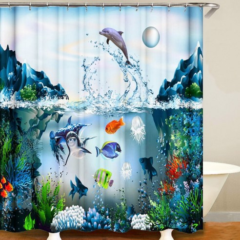 카리스 푸른 바다의 욕실 샤워 커튼 A08 180 x 200 cm, 1개