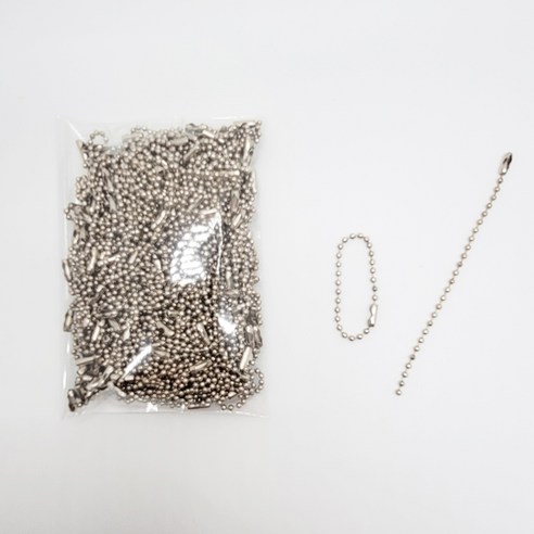 마다꾸미 볼체인 컬러군번줄 줄구슬 10cm, 메탈실버, 100개