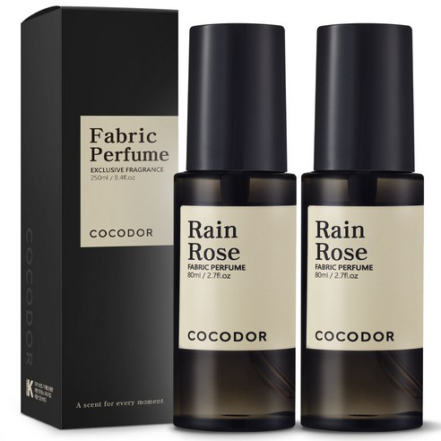 코코도르 룸 앤 패브릭 퍼퓸 섬유탈취제 레인로즈 본품, 80ml, 2개
