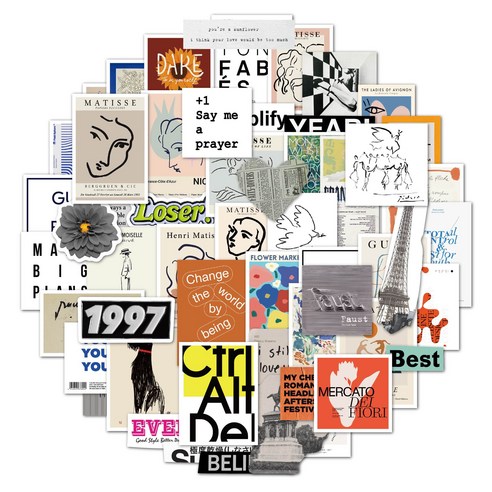 예스몰 팬시 스티커 55p, 1세트, 팝아트