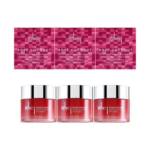 웬 로즈 코코넛 젠틀 익스폴리에이팅 스크럽 마스크, 30ml, 3개