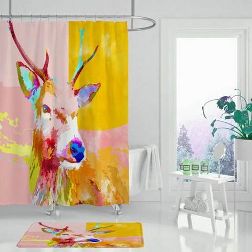 블루웨이브 샤워커튼 컬러사슴 180 x 120 cm, 1개
