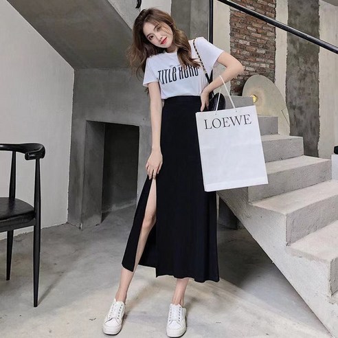 난달 슬림핏 옆트임 모달 롱스커트