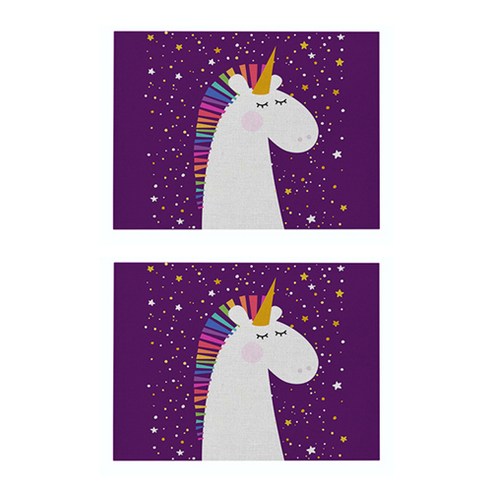 라벤더 유니콘 일러스트 플레이스 매트 2P, 024, 42 x 32 cm