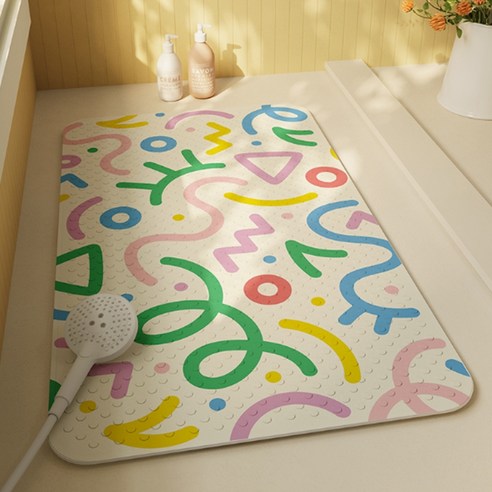 데이소이 심플 디자인 흡착 욕실 욕조 매트 70 x 40 cm, 13 낙서 모양, 1개