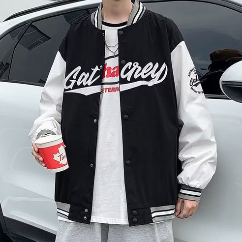남성용 DM 라인 레터링 점퍼